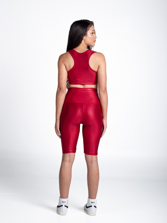 Vibes Front Cut Sport Bra-Red