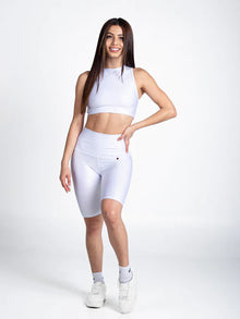  Vibes High Waist Biker-White