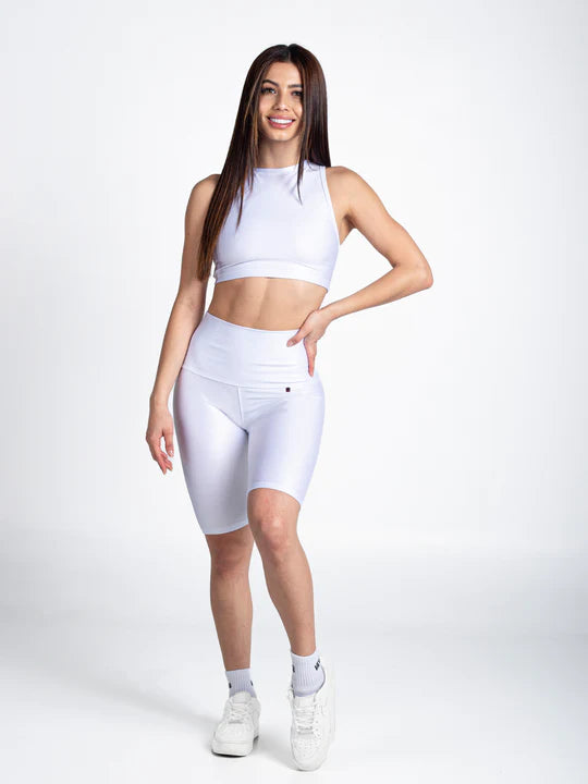 Vibes High Waist Biker-White