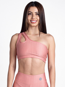  Monogram One Shoulder Top-Pink