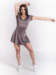  Saturn Short Sleeve Workout Dress-Gray