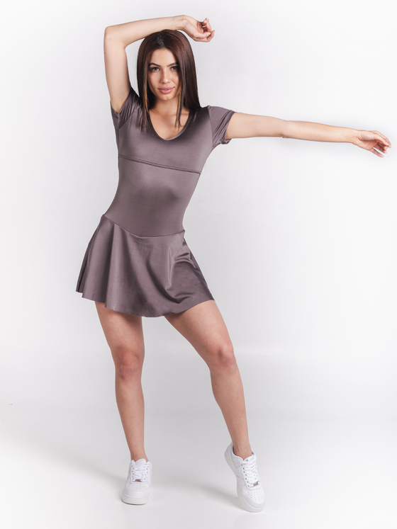 Saturn Short Sleeve Workout Dress-Gray