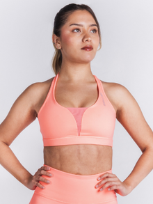  Sport Bra Energy Racerback With Mesh - Neon Orange