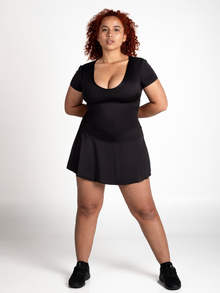  Saturn Short Sleeve Workout Dress-Black