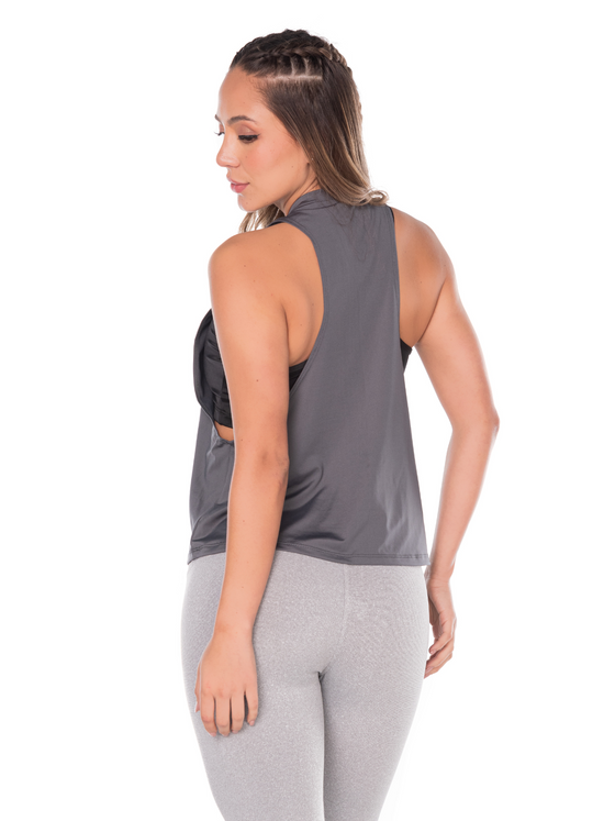 Tank Top Long Cover-Up- Gray