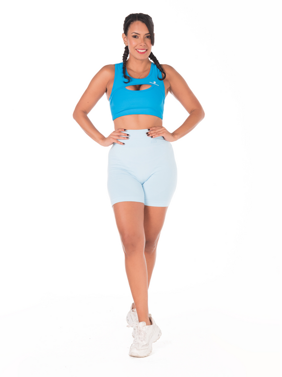 Front Cut Sport Bra- Blue