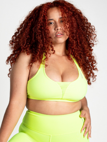  Sport Bra Energy Racerback With Mesh - Neon Yellow