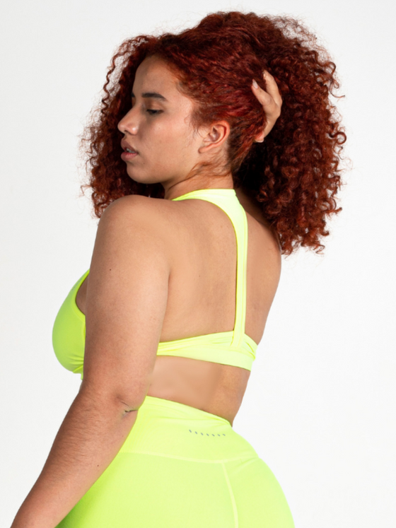 Sport Bra Energy Racerback With Mesh - Neon Yellow