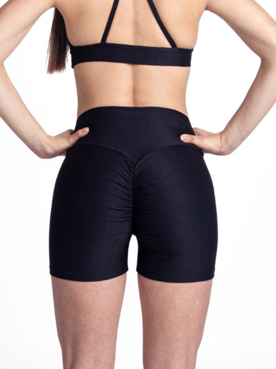 Monogram Short with Scrunch-Black