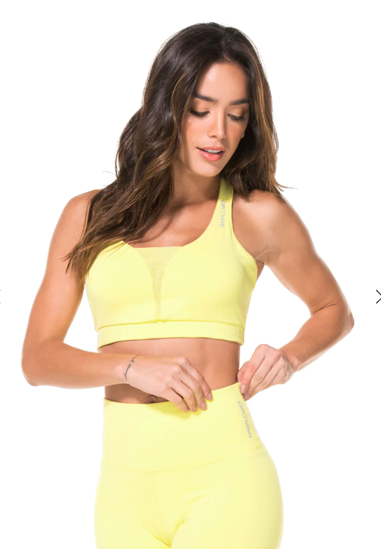 Sport Bra Energy Racerback With Mesh - Neon Yellow