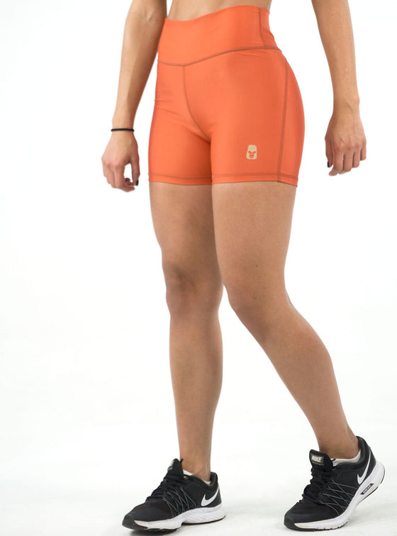 High Waisted Tight Shorts - Coral