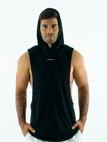  Men's Hoodie Sleeveless Tank- Black