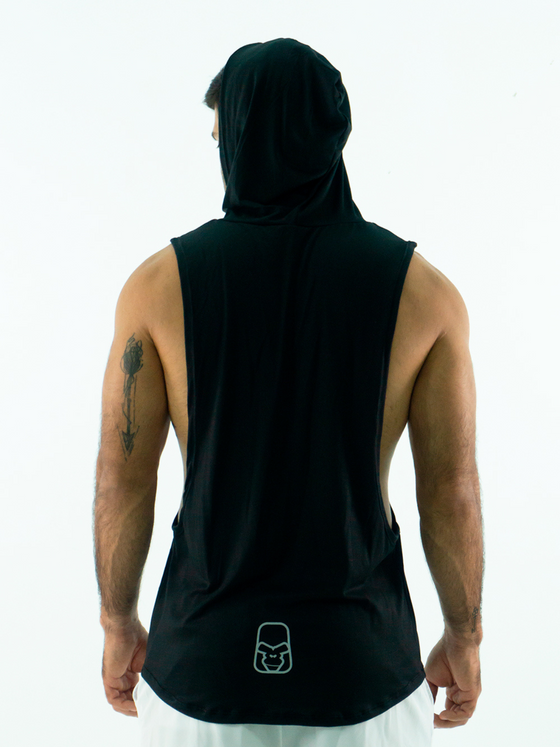 Men's Hoodie Sleeveless Tank- Black