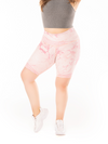 High Waist Pattern Biker- Pink Marble