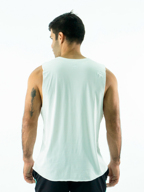 Men's Sleeveless Tank top- White