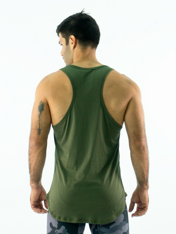 Men's Cotton Muscle Shirt- Green Army