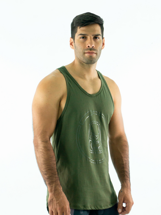 Men's Cotton Muscle Shirt- Green Army