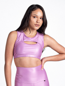  Vibes Front Cut Sport Bra- Lilac