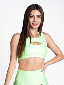  Vibes Front Cut Sport Bra- Neon Green