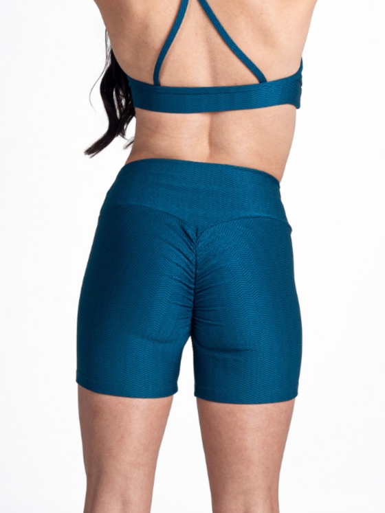 Monogram Short with Scrunch-Aqua